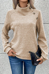 LIZAKOSHT - Textured Turtleneck Long Sleeve Sweatshirt