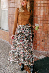 LIZAKOSHT - Floral Elastic Waist Maxi Skirt