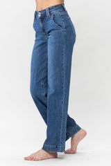 LIZAKOSHT  -  Judy Blue Full Size Double Button Wide Leg Jeans