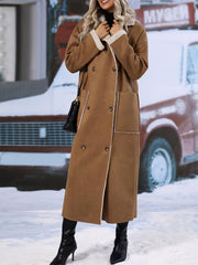 LIZAKOSHT - Plus Size Drop Shoulder Sherpa Longline Coat