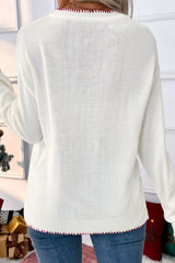 LIZAKOSHT - Bow Round Neck Drop Shoulder Sweater