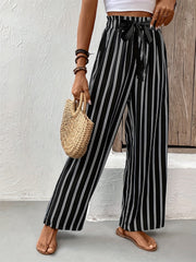 LIZAKOSHT - Striped High Waist Wide Leg Pants