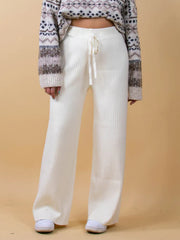 LIZAKOSHT - Ribbed Wide Leg Sweater Pants