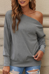 LIZAKOSHT  -  Single Shoulder Long Sleeve Sweatshirt with Zip