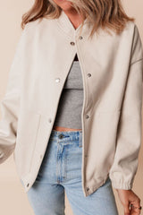 LIZAKOSHT - Baseball Collar Snap Down Jacket