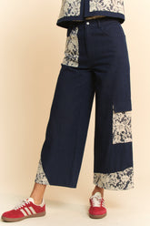 LIZAKOSHT - Davi & Dani Lace Applique Wide Leg Jeans