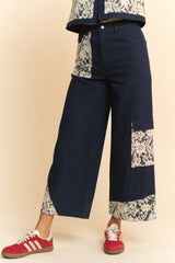 LIZAKOSHT - Davi & Dani Lace Applique Wide Leg Jeans