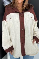 LIZAKOSHT - Pocketed Contrast Collared Neck Jacket