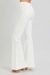 LIZAKOSHT - Full Size High Rise Front Patch Pocket Flare Jeans