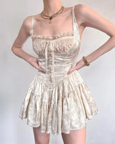 Lizakosht Summer Sexy but Cute Style High Quality Lace Stitching Suspender Dress Design Slim Waist Dresses Super Fairy