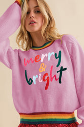 LIZAKOSHT - MERRY & BRIGHT Ribbed Round Neck Sweater