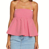 LIZAKOSHT - Women Halter Top, Tie-up Sleeveless Tops Backless Flower Slit Summer Vest for Club Party