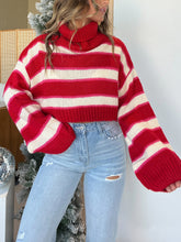 LIZAKOSHT - Striped Turtleneck Long Sleeve Cropped Sweater