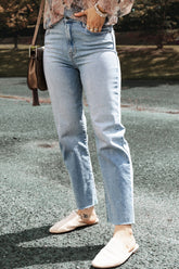 LIZAKOSHT - High Waist Straight Jeans with Pockets