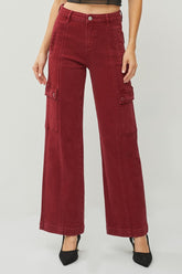 LIZAKOSHT  -  Full Size High Rise Wide Leg Cargo Jeans