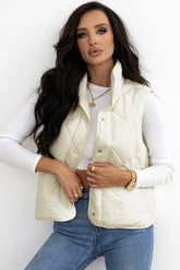 LIZAKOSHT - Snap Down Texture Vest Coat with Pockets