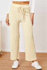 LIZAKOSHT - Textured Elastic Waist Straight Pants