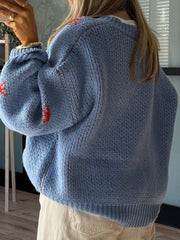 LIZAKOSHT - Boot Pattern Round Neck Dropped Shoulder Sweater