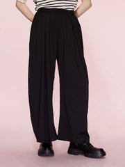 LIZAKOSHT - Elastic Waist Wide Leg Pants with Pockets