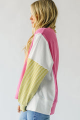 LIZAKOSHT  -  Exposed Seam Contrast Long Sleeve Sweatshirt