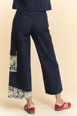 LIZAKOSHT - Davi & Dani Lace Applique Wide Leg Jeans