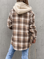 LIZAKOSHT - Plaid Button Up Jacket with Removable Hood