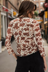 LIZAKOSHT - Oh Full Size Animal Print Button Down Plunge Top