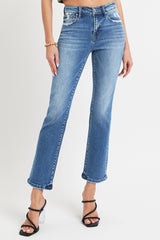 LIZAKOSHT  -  Full Size Mid Rise Ankle Straight Jeans with Pockets