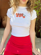 LIZAKOSHT - Women's Cherry Print Round Neck Graphic Tee, Vintage Trendy Casual Short Sleeve T-shirt For Daily Wear, Ladies Summer Outfit