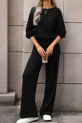 LIZAKOSHT - Round Neck Long Sleeve Jumpsuit