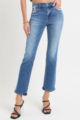 LIZAKOSHT  -  Full Size Mid Rise Ankle Straight Jeans with Pockets
