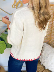 LIZAKOSHT - Bow Round Neck Long Sleeve Sweater