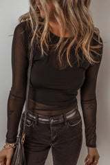 LIZAKOSHT - V-Neck Cami and Round Neck Long Sleeve Bodysuit Set