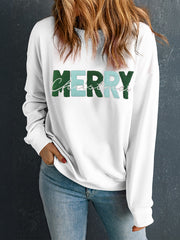 LIZAKOSHT  -  MERRY CHRISTMAS Contrast Long Sleeve Sweatshirt