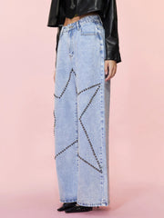 LIZAKOSHT  -  Studded Star Straight Jeans with Pockets
