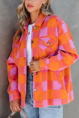 LIZAKOSHT - Plaid Collared Neck Button Up Jacket