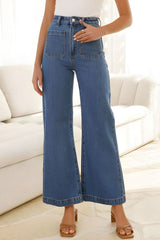 LIZAKOSHT - High Waist Bootcut Jeans with Pockets