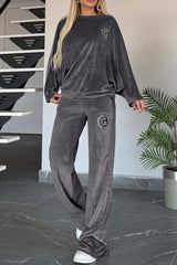 LIZAKOSHT - Full Size Boat Neck Long Sleeve Top and Pants Set