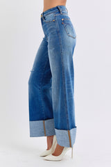 LIZAKOSHT - Judy Blue Full Size Distressed High Waist Wide Leg Jeans