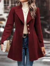 LIZAKOSHT - Collared Neck Button Up Long Sleeve Coat
