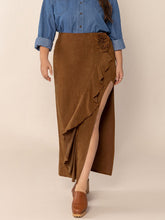 LIZAKOSHT - Plus Size Ruffled Slit High Rise Skirt
