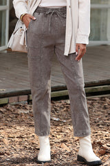 LIZAKOSHT - Drawstring Straight Pants with Pockets