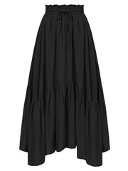 LIZAKOSHT - Smocked Waist Band Ruched Layered Skirt