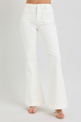 LIZAKOSHT - Full Size High Rise Front Patch Pocket Flare Jeans