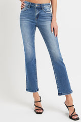 LIZAKOSHT  -  Full Size Mid Rise Ankle Straight Jeans with Pockets
