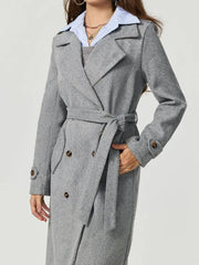 LIZAKOSHT - Collared Neck Long Sleeve Longline Coat