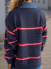LIZAKOSHT - Contrast Stripes Round Neck Long Sleeve Sweater