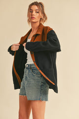 LIZAKOSHT - Two Tone Button Up Jacket with Pockets