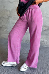 LIZAKOSHT - Plaid Wide Leg Pants with Pockets