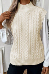 LIZAKOSHT - Cable Knit Turtleneck Sweater Vest